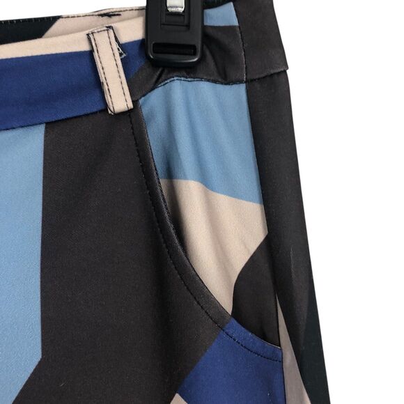 Funky Geometric Art to Wear Unisex Wide Leg Trouser Pants, 70s Style Knit SZ L - Picture 4 of 12